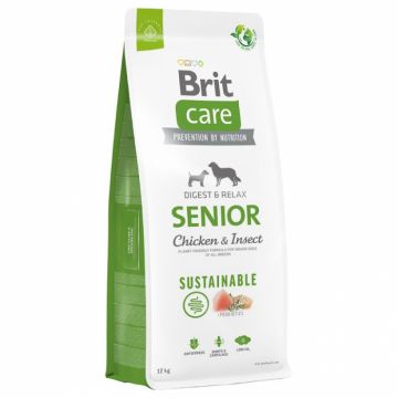 Brit Care Dog Sustainable Senior, cu Pui si insecte, 12 kg
