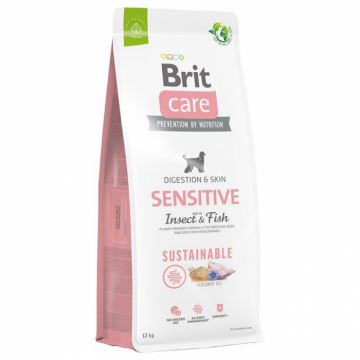 Brit Care Dog Sustainable Sensitive, cu Peste si insecte, 12 kg