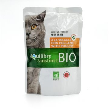 Hrana BIO pisici Equilibre Instinct, plic pui si legume, 100 g ieftina