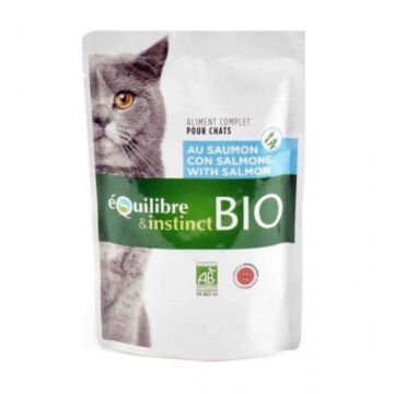 Hrana BIO pisici Equilibre Instinct, plic somon si legume, 100g ieftina