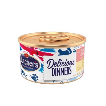 Hrana umeda Butchers Cat Delicious Dinner Somon si Creveti 85 g, cod 2039 de firma originala