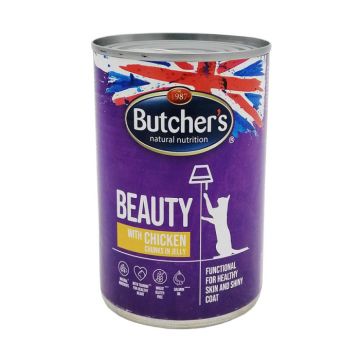 Hrana umeda pentru pisici, Butcher s Beauty, cu Pui, 400g, 1146 ieftina