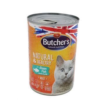 Hrana umeda pentru pisici Butcher s, NaturalHealty, cu Peste oceanic, 400g, cod 1135 ieftina