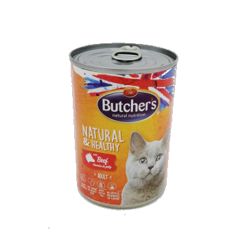 Hrana umeda pentru pisici Butcher s, NaturalHealty, cu Vita, 400g, cod 1137