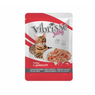 Hrana umeda pentru pisici Croci Vibrisse, Ton si creveti in aspic, 17 x 80g