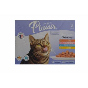Hrana umeda pentru pisici Plaisir Multipack, 12 x 85g