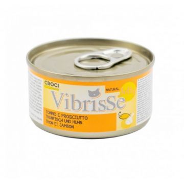 Hrana umeda pentru pisici Vibrisse Jelly, Ton si sunca de pui in aspic, 6 x 70g