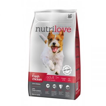 Hrana uscata pentru caini, Nutrilove, Adult, Small breed, cu pui proaspat, 8 kg