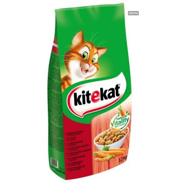 Hrana uscata pentru pisici Kitekat cu vita si legume 12 kg ieftina