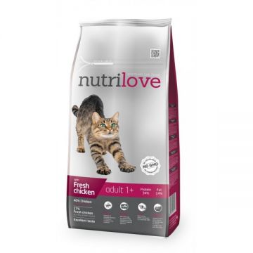 Hrana uscata pentru pisici Nutrilove Adult, Pui, 8kg