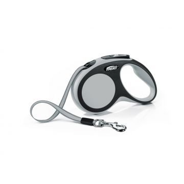 Lesa retractabila pentru caini Flexi Comfort, M, 5m, cu banda, gri