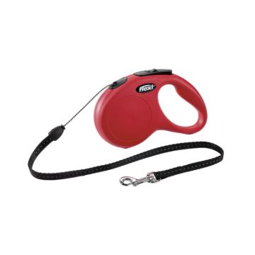 Lesa retractabila pentru caini Flexi Classic, M, 5m, cu snur, rosu