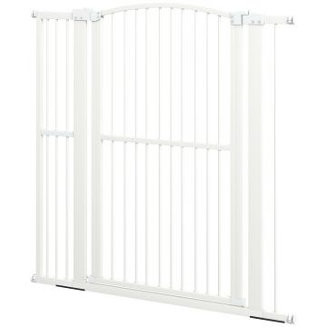 PawHut Barieră Reglabilă pentru Animale de Companie, Poartă de Siguranță cu sistem dublu de blocare, 77-105x120 cm, Alb | Aosom Romania