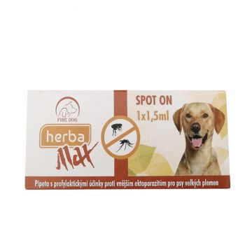 Picaturi impotriva parazitilor externi, HerbaMax, Fine Dog, pentru caini de talie medie, 1.5 ml