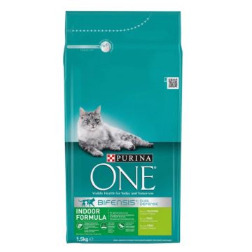 Purina ONE Adult INDOOR cu Curcan si Cereale Integrale, hrana uscata pentru pisici, 1.5 kg ieftina