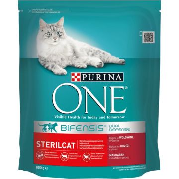 Purina ONE Adult Sterilcat cu Vita si Grau, hrana uscata pentru pisici, 800 g