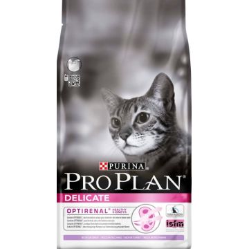 PURINA PRO PLAN DELICATE ADULT OPTIDIGEST cu Curcan, hrana uscata pentru pisici, 10 kg