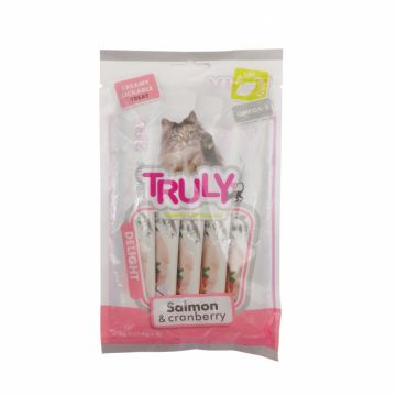 Recompense cremoase pentru pisici, Truly, somon si merisoare, 14g X 5 bucati