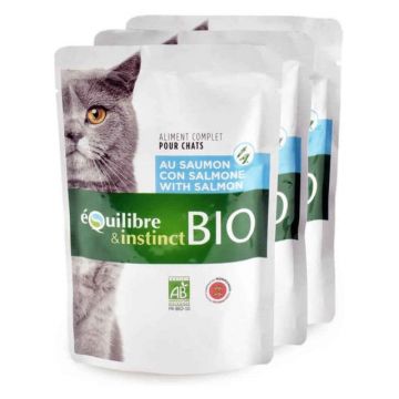 Set hrana BIO pisici Equilibre Instinct, plic somon si legume, 22x100g