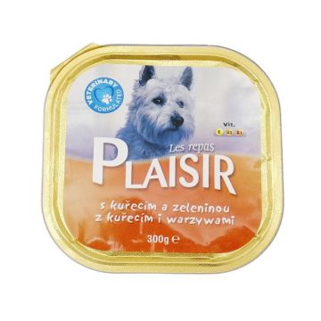 Set Hrana umeda pentru caini Plaisir, Pate Pui, 18x300g