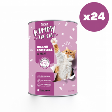 SET Hrana umeda pentru pisici, Kimmy, cu ficat, 24 X 415 g