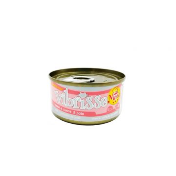 Set hrana umeda pentru pisici, Vibrisse, ton si inimi de pui, 6x70 g, c1018081