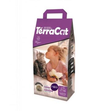 Asternut igienic pentru pisici Terra Cat, Bentonita, Lavanda, 7kg