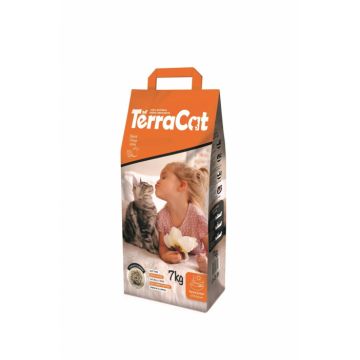 Asternut igienic pentru pisici Terra Cat, Bentonita, Portocale, 7kg