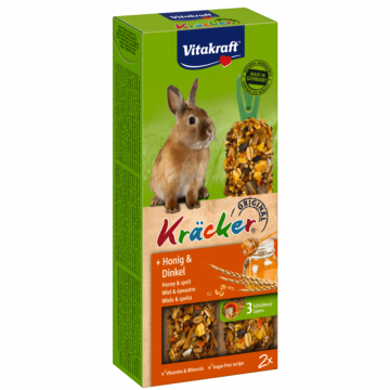 Baton pentru iepuri Vitakraft Kracker cu Miere si Grau Spelt 112g