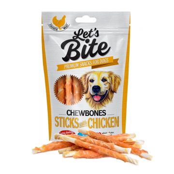 BRIT Let's Bite Chewbones Sticks with Chicken, Pui, recompense fără cereale câini, oase cu carne, 80g