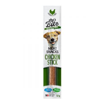 BRIT Let's Bite Meat Snacks Chicken Stick, Pui, recompense monoproteice fără cereale câini, baton de carne, 12g