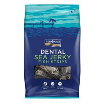 FISH4DOGS Dental Sea Jerky Fish Strips, XS-XL, Pește, punguță recompense fără cereale câini, deshidratat, 100g