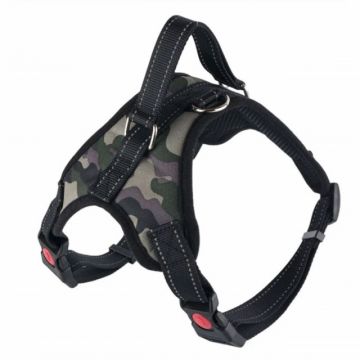 Ham reglabil Pufo pentru caini de talie medie sau mare, model army, 35 cm