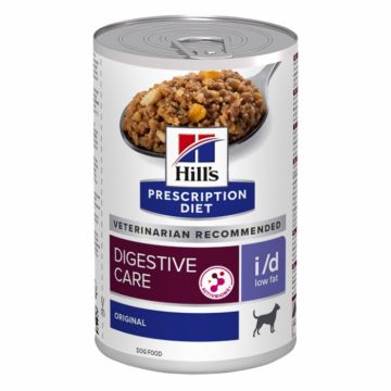 Hill s PD Canine i d Low Fat, conserva hrana umeda de dieta pentru caini, sistem digestiv, 360 g