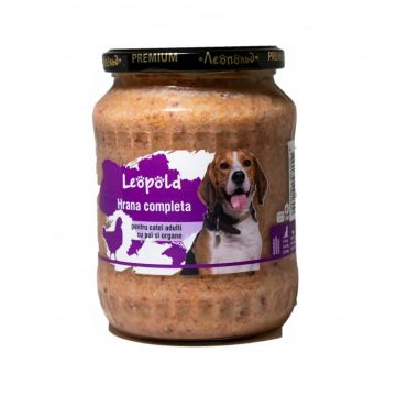 Hrana umeda pentru caini Leopold, Pui, 6 x 500g