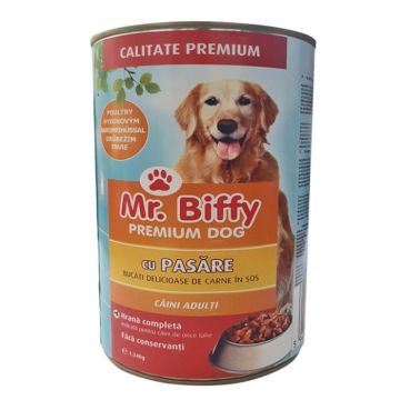 Hrana umeda pentru caini Mr. Biffy, Pui, 1240g