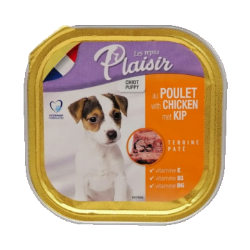 Hrana umeda pentru caini Plaisir Puppy, Pui, 18 x 300g