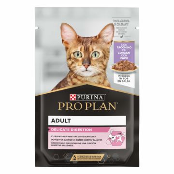 Hrana umeda pentru pisici Purina Pro Plan Delicate Digestion, Curcan, 85g