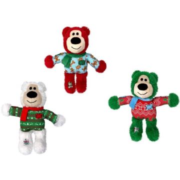 KONG Jucărie pentru câini, Ursuleţ, ediţie Crăciun, cu noduri, diverse modele