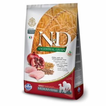 ND Ancestral Grain Adult Medium Maxi, Pui si Rodie, 12kg