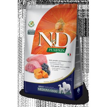 ND Pumpkin Grain Free Med Max Adult, Miel, Dovleac si Afine, 12 kg