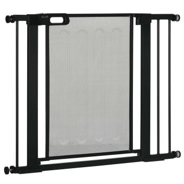 PawHut Poartă de Sigurantă pentru Uși și Scări, Poartă pentru Animale cu Închidere Automată, 76x75-103 cm, Negru | Aosom Romania