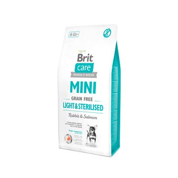 Brit Care Mini Grain Free Light & Sterilised, iepure si somon, 7 kg
