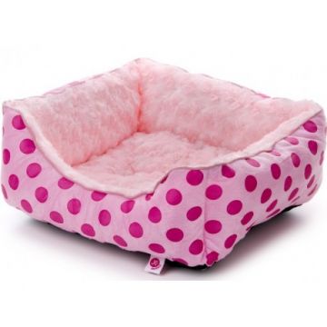 Culcus Patut Blanita Roz cu Buline Pentru Caini si Pisici 45/40/16 cm