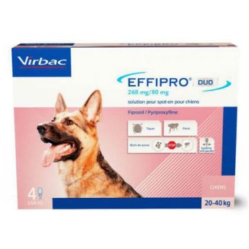 Antiparazitar extern caini EffiPro Duo L (20-40 kg), 4 pipete
