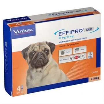 Antiparazitar extern caini EffiPro Duo S (2-10 kg), 4 pipete