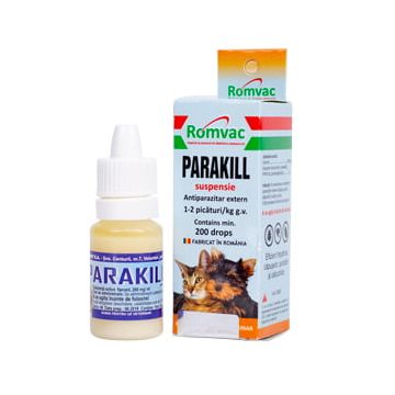 Parakill 10 ml, 200 picaturi, antiparazitare externa pentru caini si pisici