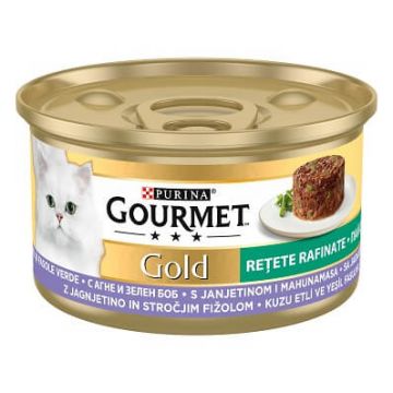 Purina Gourmet Gold, miel si fasole verde, hrana umeda pentru pisici, 85 g