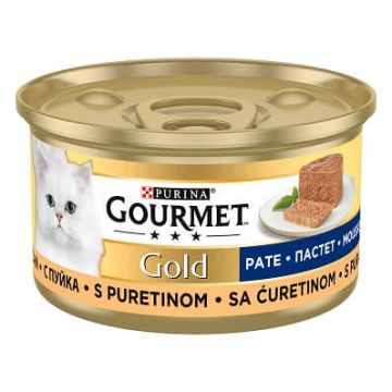 Purina Gourmet Gold Mousse, curcan, hrana umeda pentru pisici, 85 g