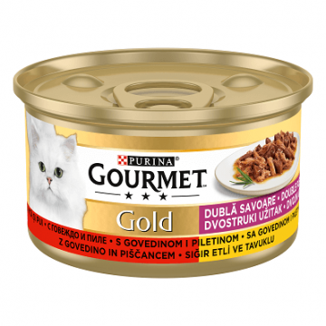 Purina Gourmet Gold, vita si pui, hrana umeda pentru pisici, 85 g